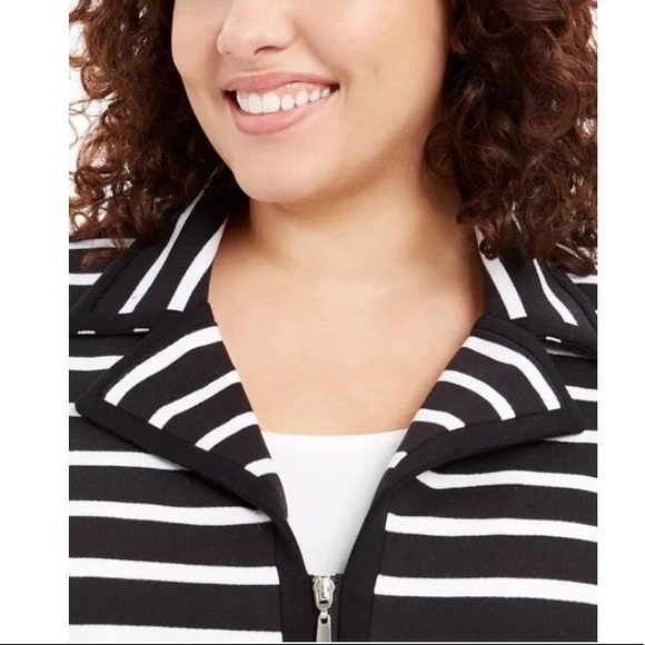 Karen Scott Plus Size Zip Front Striped Jacket Size 3X - Picture 3 of 6
